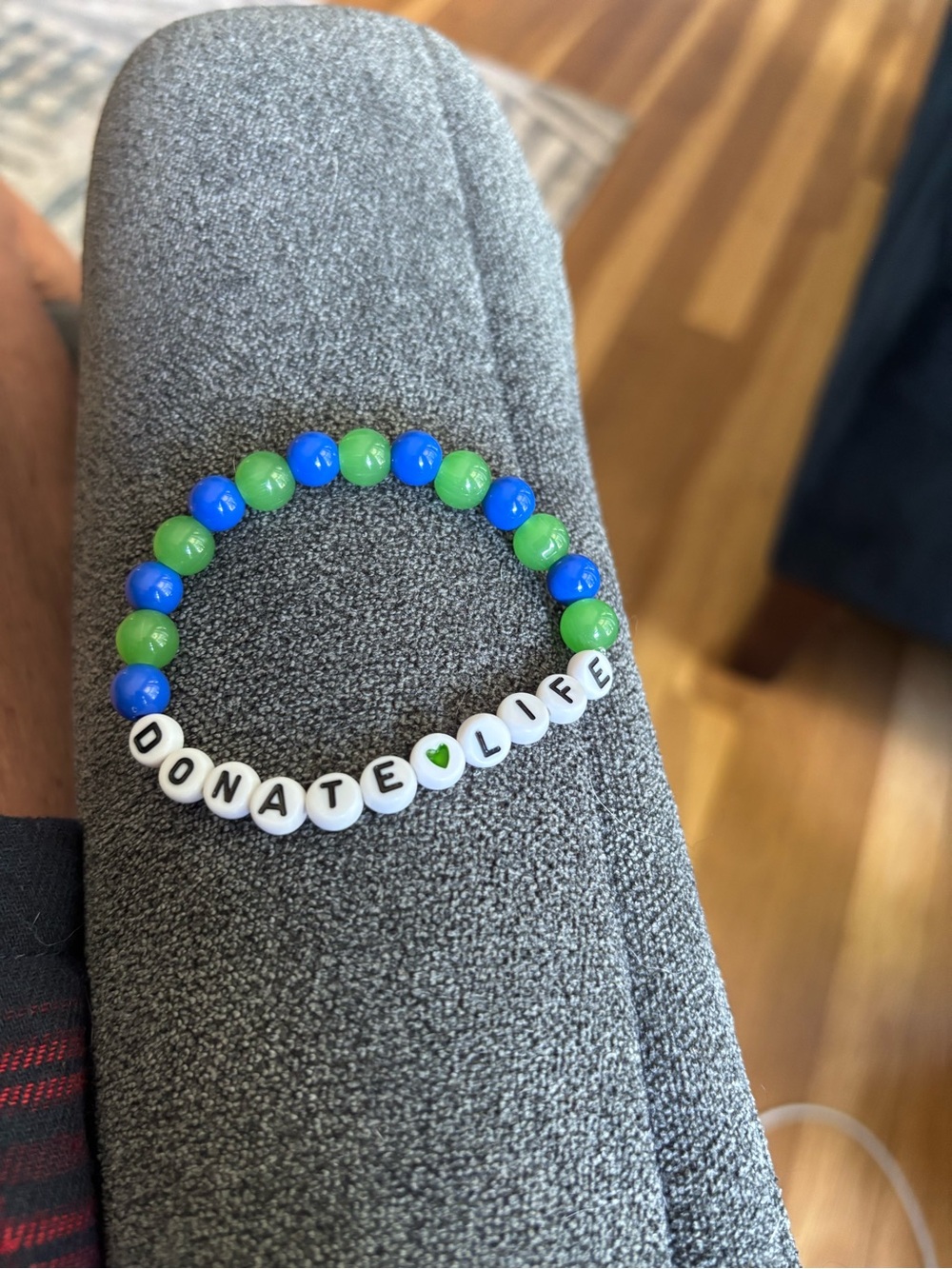 Donate Life Kids Beaded Bracelet in Blue & Green